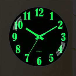 Reloj de pared luminoso con números colgantes, relojes de pared silenciosos que brillan en la oscuridad, relojes modernos, decoración del hogar, regalo moderno 279Q