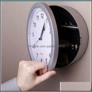 Horloge Murale Horloge Murale Den Cas De Stockage Rond Blanc Montre Horloges E Coffre-fort De Mode Cloche Dissimuler Conteneur Suspendu Décoration De La Maison 17 Dh12X