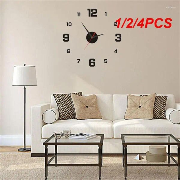 Horloges murales 1/2/4pcs horloge design moderne lumineux autocollants numériques sans cadre silencieux montre à quartz décor à la maison