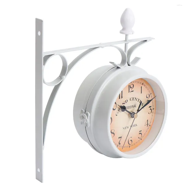 Relojes de pared 1 PC Reloj colgando práctico de doble cara para la decoración (blanco)