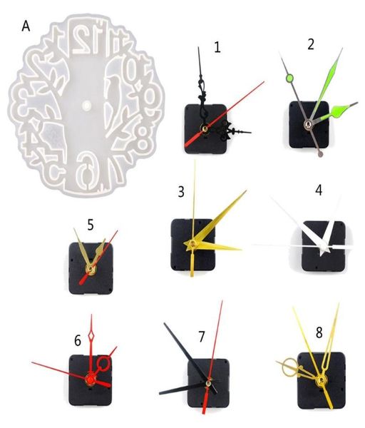 Horloges murales 1 pc Grande horloge Moule de résine Pic pics en silicone avec mécanisme de mouvement pour les bijoux de bricolage époxy fabriquant 3266859