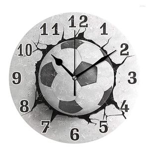 Horloges murales 1 PCS 12inch Football Crack Clock Round Mute Quartz Table Montre