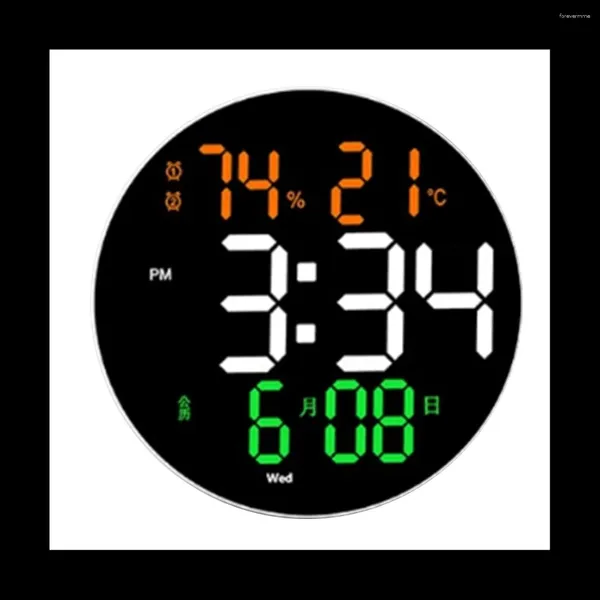 Horloges murales Horloge numérique de 10 pouces avec affichage LED Télécommande Luminosité réglable Réveil / Temp / Calendrier / Date