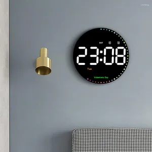 Relojes de pared Reloj digital LED grande de 10 pulgadas con control remoto Fecha de temperatura Pantalla de alarma Brillo automático para cama S2B4