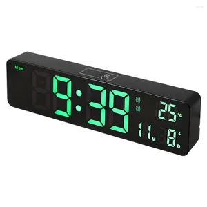 Wandklokken 10 inch LED digitale wekker temperatuurdatum display gemonteerd of staande voor woonkamerdecoratie groen