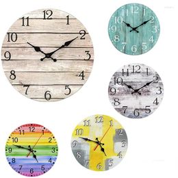 Horloges murales 10 pouces Style moderne Simple horloge ronde classiques silencieux numéro MDF bois pour chambre bureau salon décor cadeau