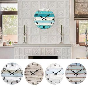 Horloges murales 10 pouces horloge en bois rustique à piles ronde silencieuse cuisine salon salle de bain ferme décor