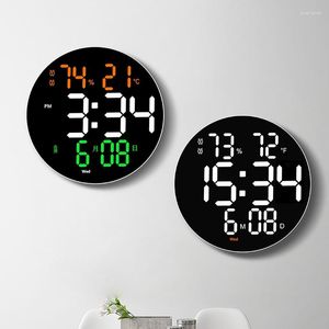 Horloges murales 10 pouces Simple LED Clock Salon Multi-Fonction électronique Silencieux Température et humidité Alarme R Calendrier