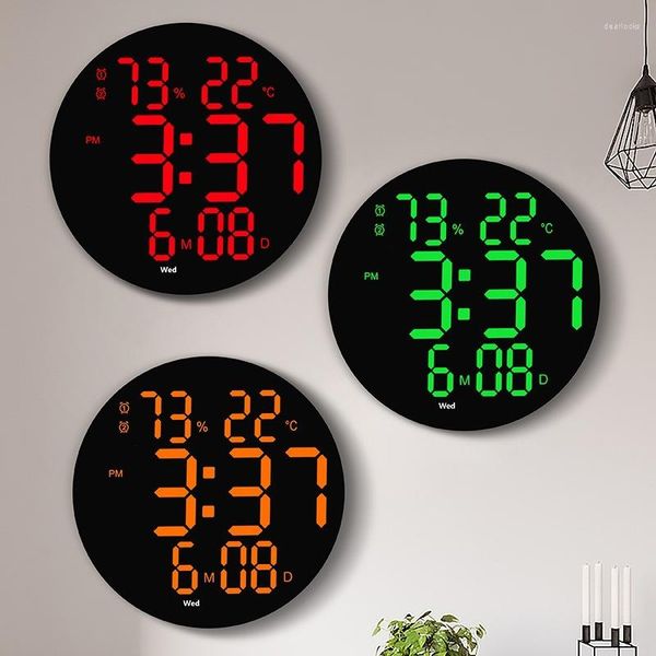 Horloges murales 10 pouces Simple LED horloge salon multifonctionnel électronique muet température alarme calendrier