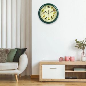 Wandklokken 10 inch zingen wilde vogelklok batterij bediende groen frame voor slaapkamer