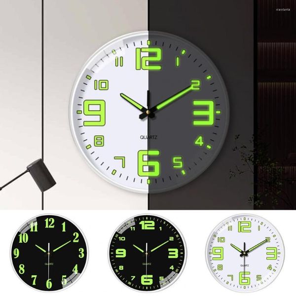 Relojes de pared Reloj de 12 pulgadas que brilla en la oscuridad Esfera grande Funciona con pilas 30 cm Colgante Luminoso Silencioso Decoración digital para el hogar