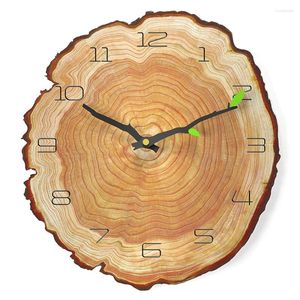 Relojes de pared Anillo anual nórdico de 12 pulgadas Reloj creativo Moda Silencio Cuarzo Decoración de grano de madera para el hogar Cocina Oficina