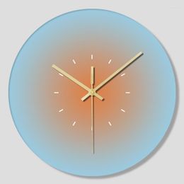 Horloges murales 12 pouces nordique Simple ton Design 30 cm rond UV imprimé verre horloge salon chambre silencieux Quartz