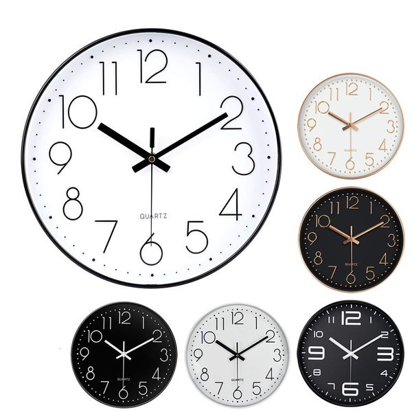 Horloges murales 12 pouces nordique horloge murale moderne silencieux salon minimaliste montre visage clair non-tic-tac à piles horloge chambre décor 230303