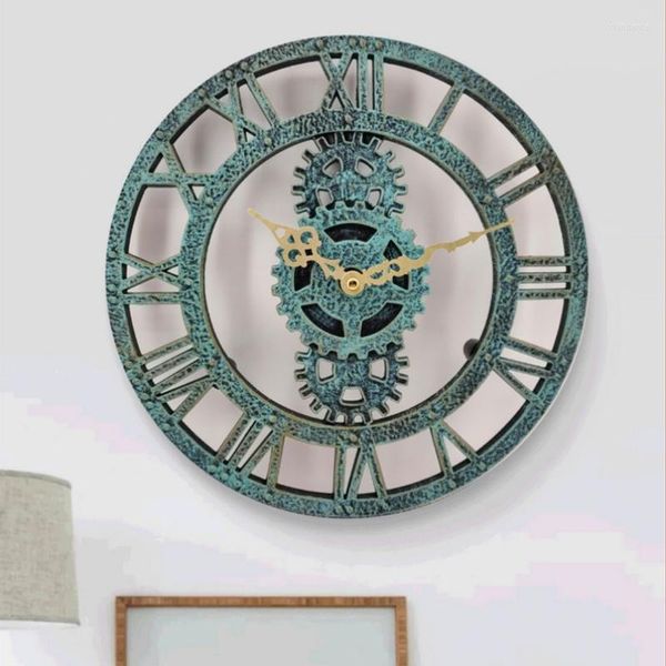 Horloges murales 12 pouces horloge extérieure étanche nordique Vintage résine montres à Quartz décoratives maison jardin décoration pendentif