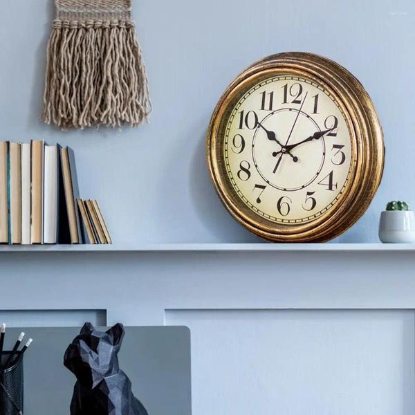 Horloges murales 12 pouces horloge ronde intérieur vintage suspendu silencieux non-tic-tac 12 pouces pour la décoration de la maison facile à lire