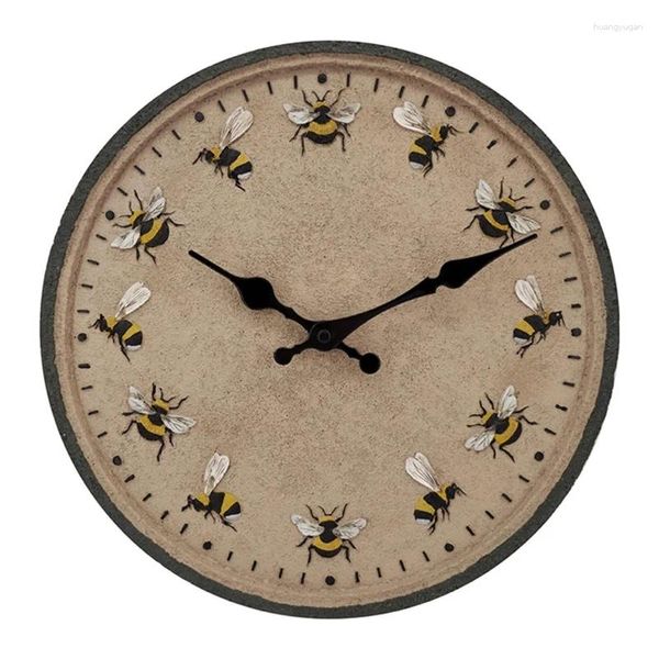 Horloges murales 12 pouces horloge de jardin ronde IP44 étanche suspendue abeille décorative cuisine extérieure