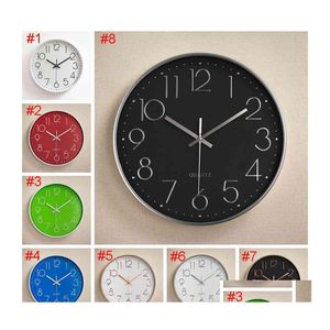 Horloges Murales 12 Pouces Ronde Muet Échelle Numérique Horloge 3D Salon Chambre Murs Maison Chambres Décor Suspendu Poinçon Vtm1205 Drop Delive Dhqnt