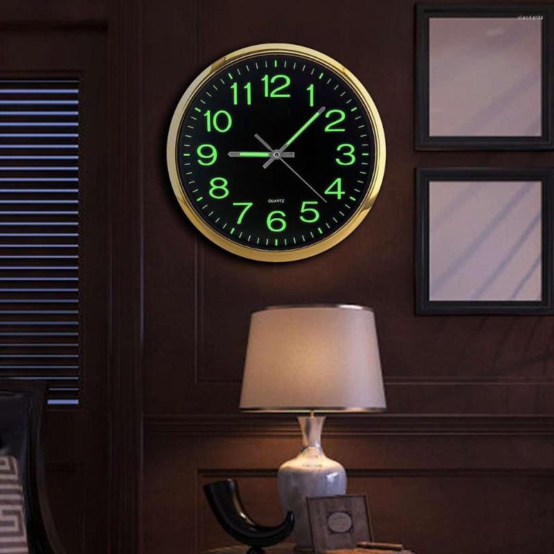 Wall Clocks 12'' Modern Large Luminous Clock With Night Light Non-ticking Decor