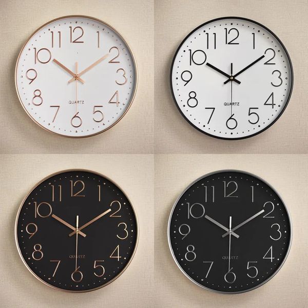 Horloges murales 12108 pouces horloge sans tic-tac silencieuse à piles avec couvercle en verre HD pour enfants salon chambre cuisine décor 231122