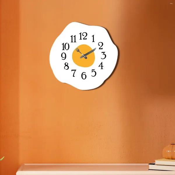 Horloges murales 12 pouces acryliques pochés Horloge d'oeuf précis Décoration moderne pour salle à manger élégante élégante