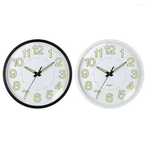 Horloges murales 12 pouces Corloge ronde brillance dans le nombir en quartz silencieux sombre non coiffant