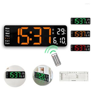 Wandklokken 13 inch grote LED digitale klok externe bedieningstemperatuur datum week weergave tabel muur gemonteerde elektronische temperatuurtijdalarmen alarmen