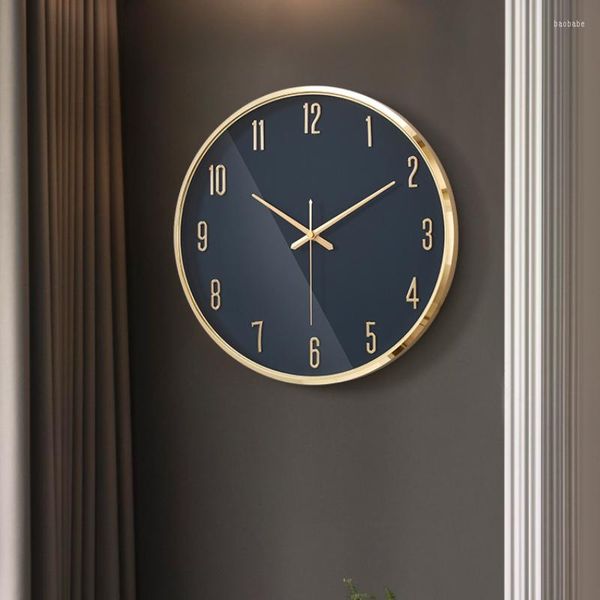 Horloges murales 14 pouces nordique décor à la maison Design moderne horloge salon décoration silencieux verre miroir or cadre Quartz