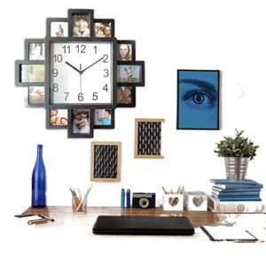 Relojes de pared de 16 pulgadas, reloj Pos, marco Po para Pographs, pantalla de imagen de Collage de apertura múltiple con 12 imágenes disponibles
