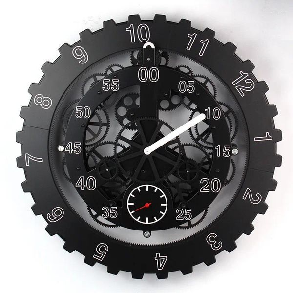Relojes de pared Reloj circular grande de 18 pulgadas con engranaje giratorio