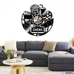 Horloges murales 1Pc 12 "Créatif Popcorn Horloge Théâtre Film Cinéma Bar Décor À La Maison Noir