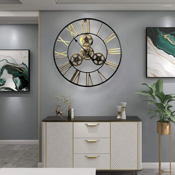 Horloges murales 1PC 24 pouces grandes horloges de vitesse 3D steampunk Roman Numinal Porte silencieuse rustique rétro décoratif