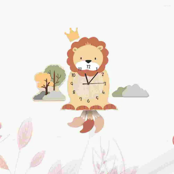 Horloges murales 1pc Cartoon Lion Design Clock Creative Creative Eco-Friendly PVC suspension Adorable Time Affichage (motif de lion)