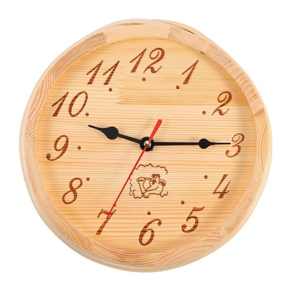 Relojes de pared, 1 pieza, reloj redondo de madera, sala de Sauna, decoración decorativa colgante para SPA, vapor, 22,3 cm de pared