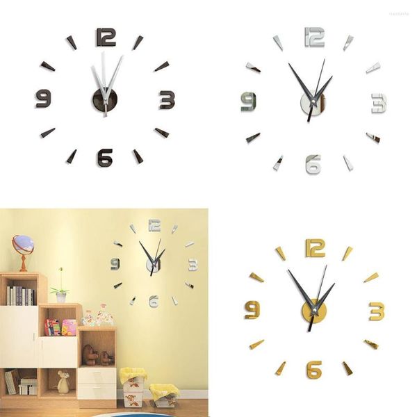 Relojes de pared 1 piezas 28 cm 3D reloj cuarzo DIY cocina decorativa espejo acrílico pegatina arte decoración del hogar