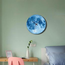 Relojes de pared, 1 Uds., adorno colgante acrílico para niños, reloj redondo con forma de luna de estilo europeo, regalo único, decoración de pared para dormitorio