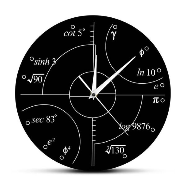 Horloges murales 1 pièce Maths avancées Numéros irrationnels Horloge ronde Science Montres mathématiques Personnalité Décoration de la maison 267n