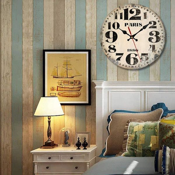 Horloges murales 2021 Vintage Horloge en bois Décoration de la maison Art Grande montre Horloge Living Drop