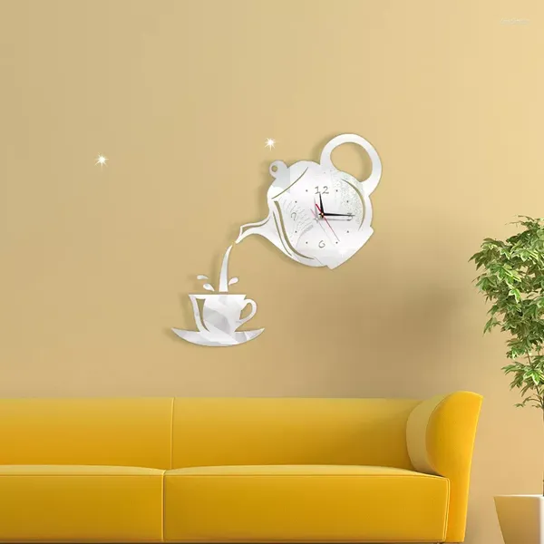 Relojes de pared 2022 Reloj Reloj Espejo Taza de café Cocina decorativa Comedor Decoración del hogar Cocina
