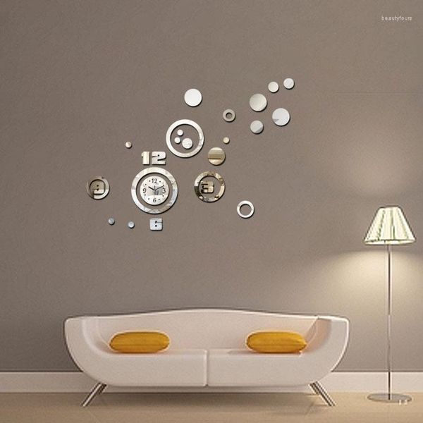 Relojes de pared 2022 pegatinas de papel tapiz DIY espejo reloj diseño moderno acrílico grande decorativo Horloege Murale