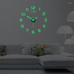 Wandklokken 2023 3D Romeins cijfer Acryl Mirror Clock Sticker Fashion Diy Quartz Home Woning Decor Living Room Stickers