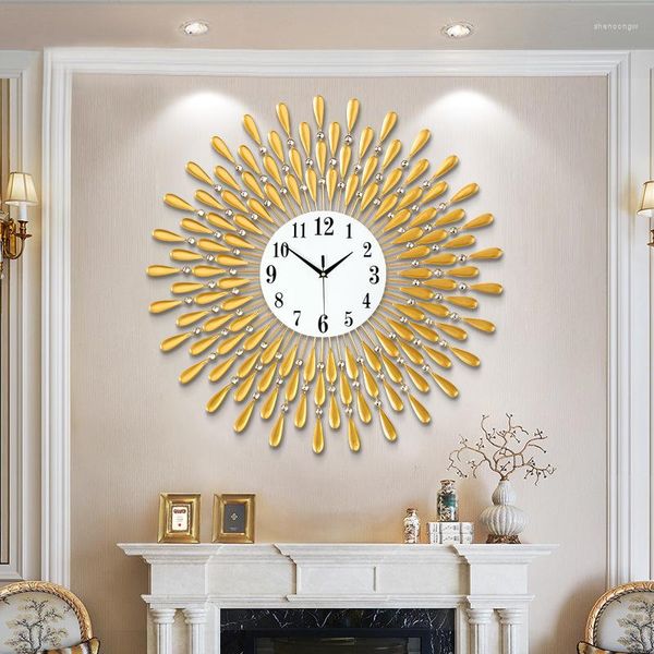 Horloges murales 2023 Crystal Sun Style moderne Horloge silencieuse 38x38cm Produit Salon Bureau Décoration de la maison