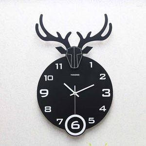 Wandklokken 2023 Fashion eland Quartz Watch Clock Living Room Creative Modern Simple European Mute Slaapkamer Decoratie