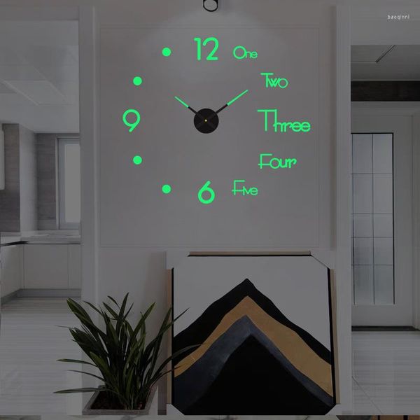Horloges murales 2023 grande horloge à Quartz créative bricolage européen élégant acrylique silencieux autocollant salon décor à la maison Reloj Pared