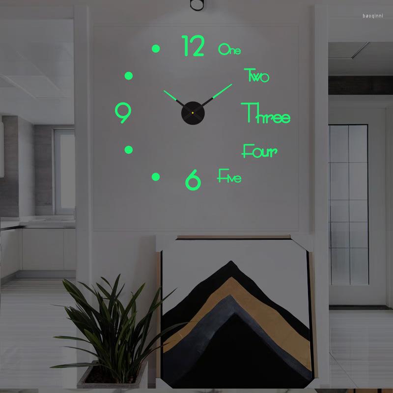 Wall Clocks 2023 Large Quartz Clock Creative Diy European Stylish Acrylic Silent Sticker Living Room Home Decor Reloj Pared
