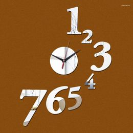 Horloges murales 2024 DIY 3D Acrylique Miroir Horloge Montre Reloj Pared Duvar Horloge Murale Quartz Salon Moderne