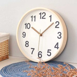 Horloges murales 2024 Horloge de style japonais pour mur Simple Wood Clock Quartz Nordic Fashion Living Room Room Chadow Muted Clocks moderne