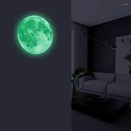 Wandklokken 2024 Lumineuze maanklok Planet Acryl Materiaal UV Gedrukte Glow Watch Slaapkamer Woonkamer Decoratie