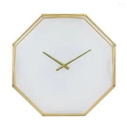 Horloges murales 22 "Géométrique Gold Metal Clock Blanc Face Batterre Faire la décoration intérieure moderne Forme octogone 22x22 pouces de taille analogique intérieure