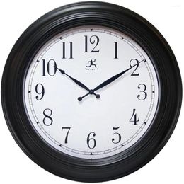 Horloges murales 24 "Horloge ronde classique noire analogique intérieure / extérieur facile à lire accrocher un style moderne décor subtil 1 batterie